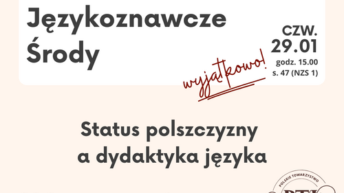 Wystąpienie w ramach cyklu Językoznawcze Środy