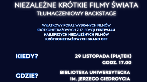 Noc Anglistów - "Najlepsze Niezależne Krótkie Filmy Świata - tłumaczeniowy backstage"