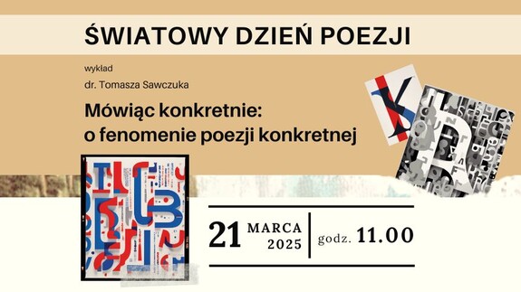 Grafika przedstawiająca informację o spotkaniu z okazji Światowego Dnia Poezji