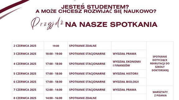 Zdjęcie przedstawia harmonogram wydarzenia