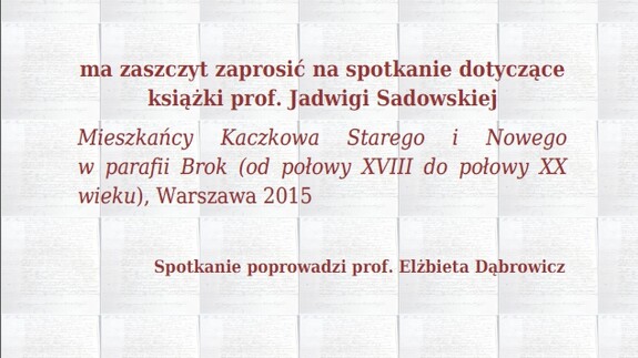 Książka prof. Jadwigi Sadowskiej