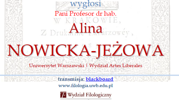 Prelekcja mistrzowska Prof. dr hab. Aliny Nowickiej-Jeżowej