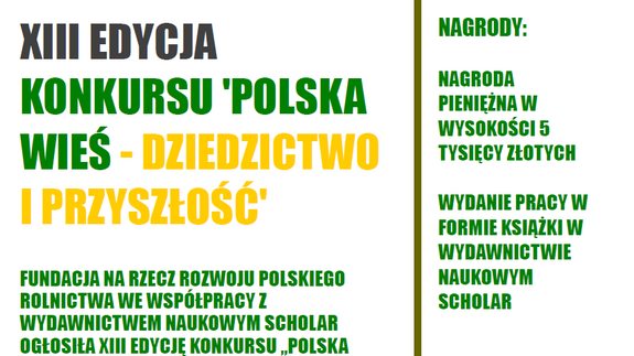 XIII edycja konkursu „Polska wieś &#8211; dziedzictwo i przyszłość&#8221;