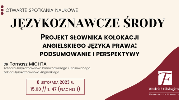 Językoznawcze środy - otwarte zebranie ZJA - 8 XI, godz. 15, s. 47