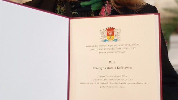 Katarzyna Kościewicz otrzymała stypendium artystyczne prezydenta Białegostoku.